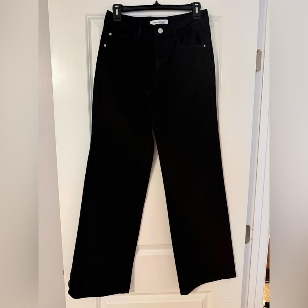 New WeWoreWhat Black Wide leg denim jeans Sz 24